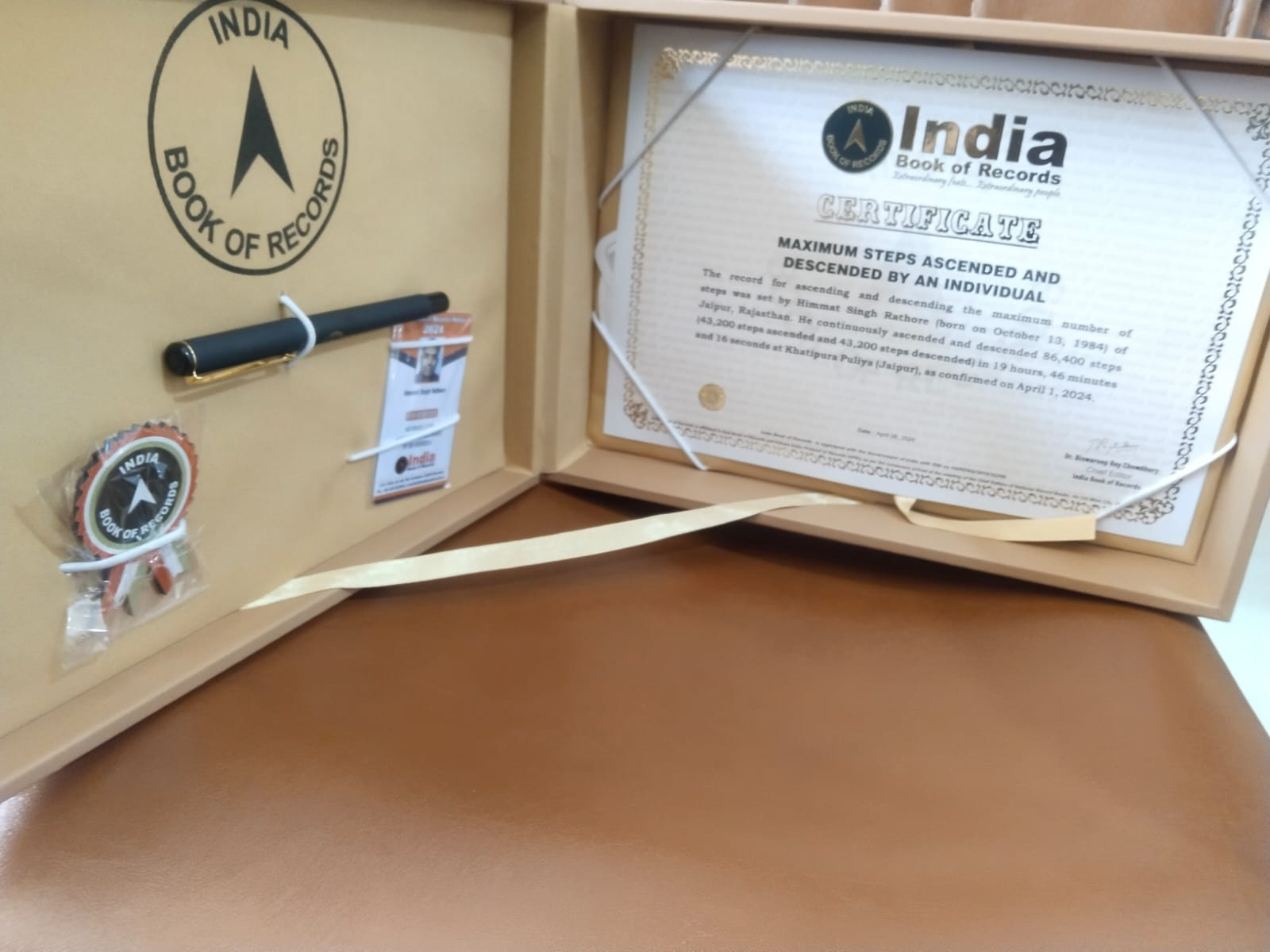 India Book of Records certificate